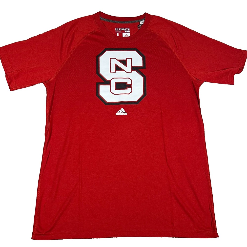 Adidas Mens Large Red Logo NCAA North Carolina State Short Sleeve T-Shirt NWT